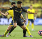Frankie Amaya #23 of LAFC controls the ball during the FIFA Club World Cup 2025 Play-In match between Los Angeles Football Club and Club America at BMO Stadium on May 31, 2025 in Los Angeles, California. (Photo credit: Luiza Moraes - FIFA