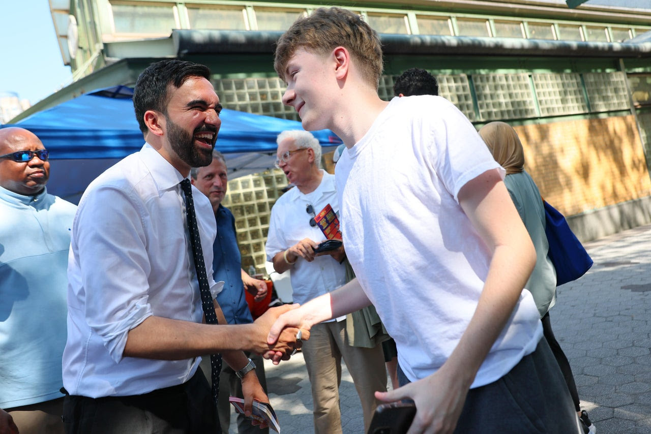 Zohran Mamdani with his fans. Credit vis Getty Images